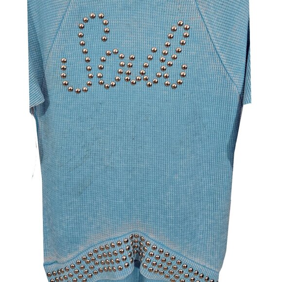 Studded Soul Embellished Girl's Blue Long Sleeve Thermal - Picture 4 of 5